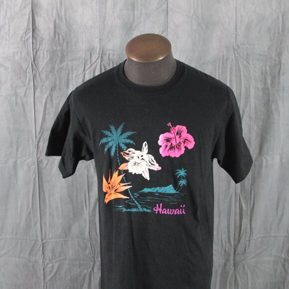 Vintage Graphic T-shirt - Hawaii Neon Flowers - Men's Large - Picture 4 of 8